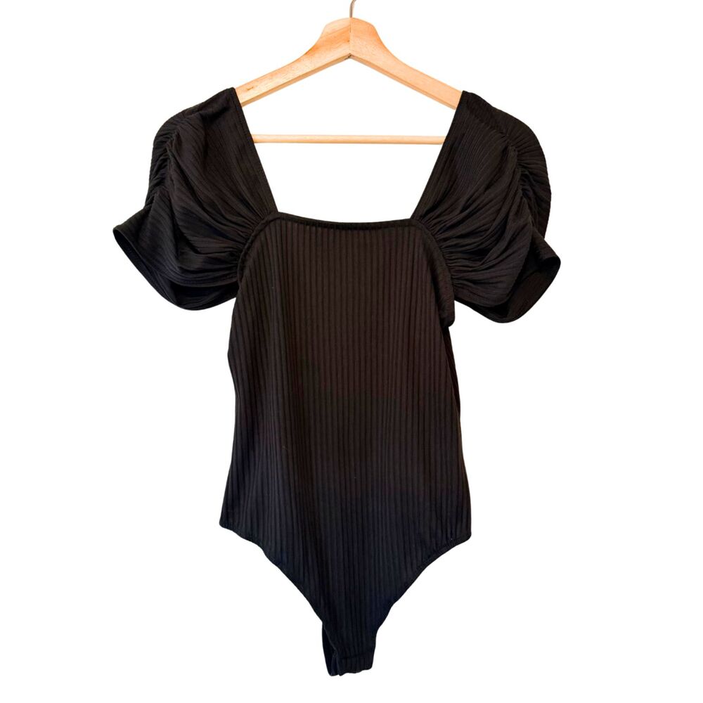 CHARLOTTE AVERY 90s/Y2K Puff Sleeve Bodysuit Dark Romantic Coquette Goth Size S